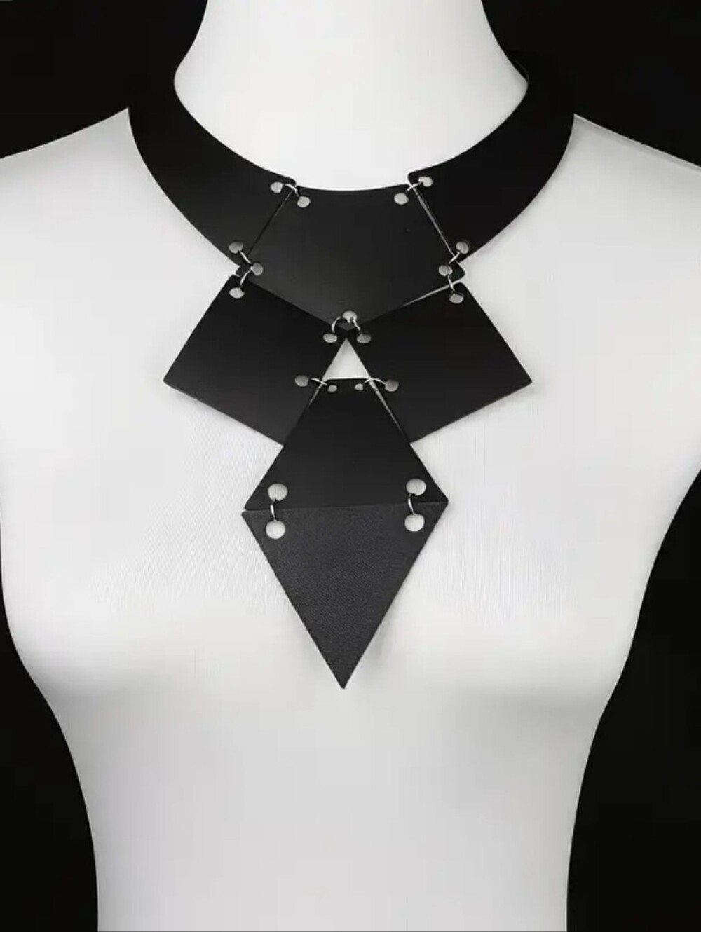 Punk Double-Layer Individual Exaggerated Faux Leather Jewelry Geometric Pattern